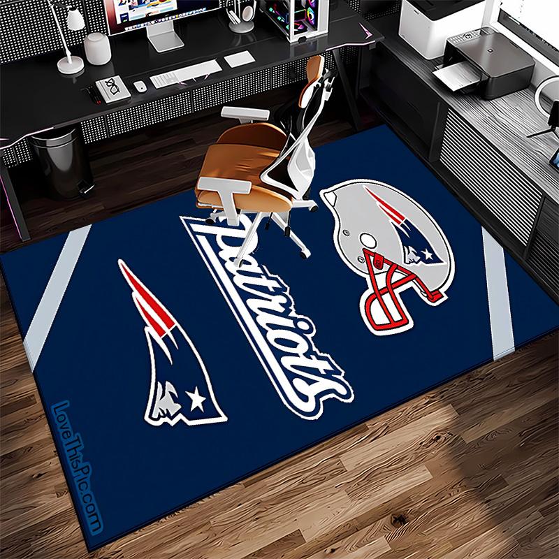 Patriot Logo Print Area Rug - Soft, Washable Non-Slip Indoor Mat for Office Chairs, Living Room, Home Office Decorative Rug