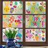 Пасха 2026 Мультяшный Кролик и Цветные Яйца Наклейки на Стену для Гостиной и Витрин Магазинов