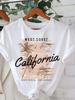 Женская графическая футболка West Coast California, повседневная футболка с круглым вырезом, коротким рукавом, для любого сезона, стандартной длины