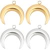 Beebeecraft 12Pcs 2 Colors 18K Gold Plated Moon Charm Silver and Gold Double Horn Dangle Charms with Plastic Box for DIY Necklace Earrings Bracelet