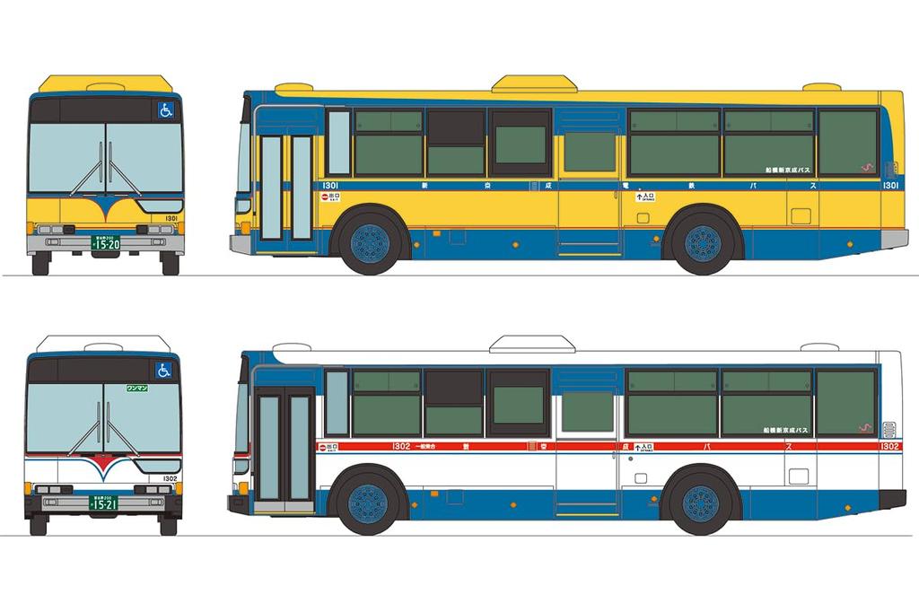 The Bus Collection Bus Collection Funabashi Shinkeisei Bus Retro Color Set of 2 Diorama Supplies