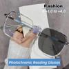 Women'S Fashion Color Changing Sunglasses New Style Photochromic Reading Glasses Far-Sighted Diopters Eyeglasses Prescription