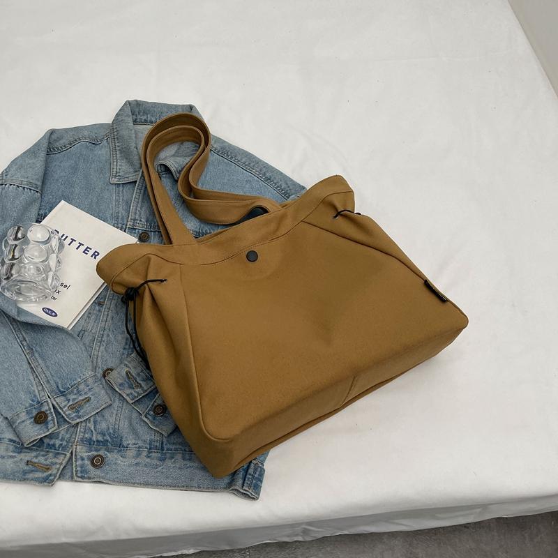 Однотонная холщовая сумка, женская сумка через плечо большой емкости, портативная большая сумка