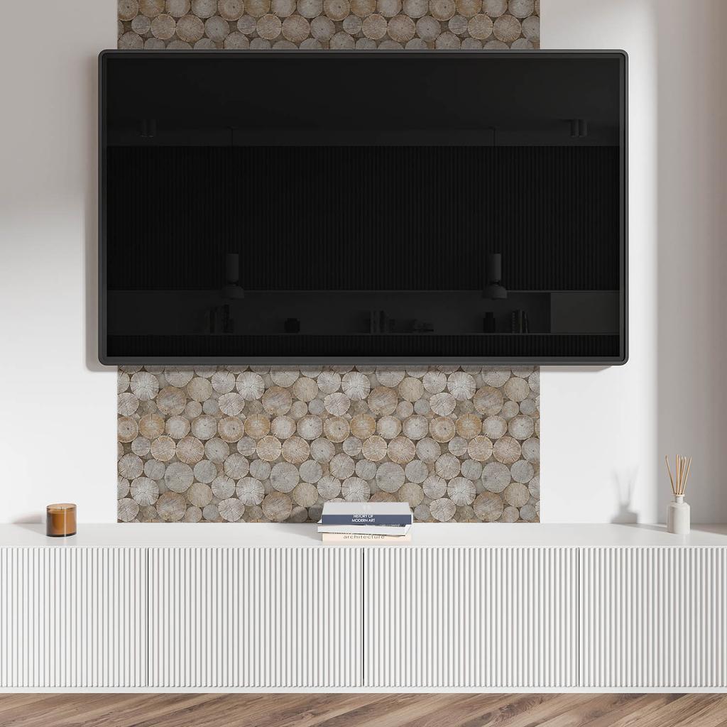 Samoprzylepny Panel Winylowy - Dekoracja Z Nadrukiem 120X60 Cm Wzór Z Okręgami Drewna