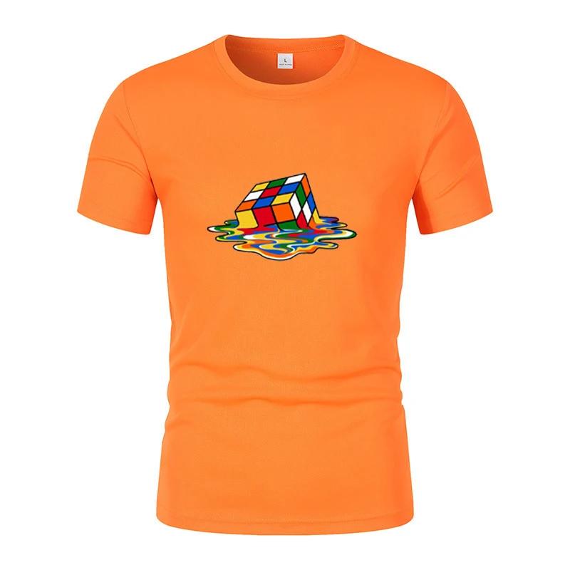 Летняя новая модная и интересная мужская футболка с короткими рукавами с принтом Рубика, повседневная унисекс-футболка в стиле Харадзюку для улицы, спортивный топ