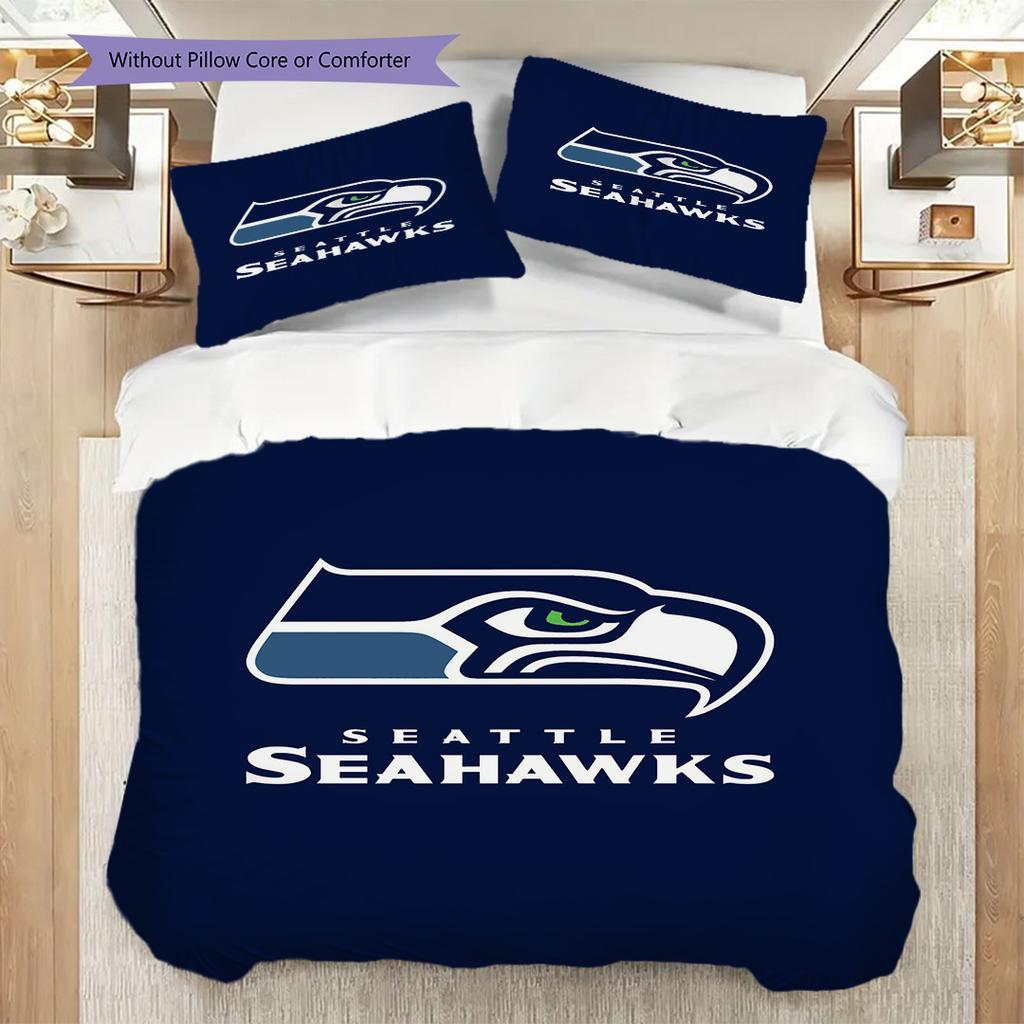 Постельное белье с узором Seattle Seahawks Комплект одеял Покрывало Наволочка Домашний Декор Подарок на День Рождения (1 пододеяльник + 2 наволочки, без наполнителя)