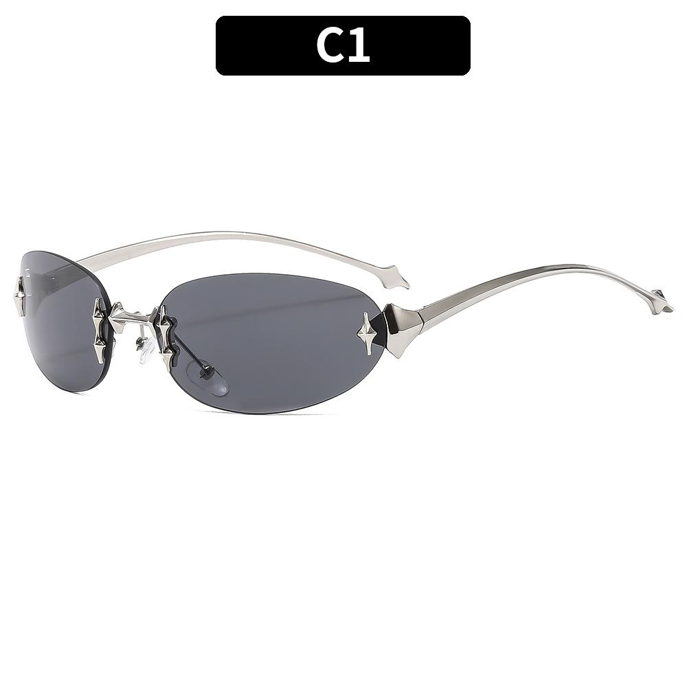 Women's Sunglasses, Star Rimless Sunglasses, Men's and Women's Retro Oval Sunglasses.