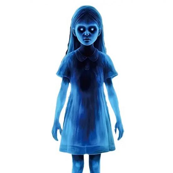 Призрачная девочка, садовый колышек, жуткий металлический синий колышек-призрак, украшение на Хэллоуин, реквизит для дома с привидениями для двора, патио, газона
