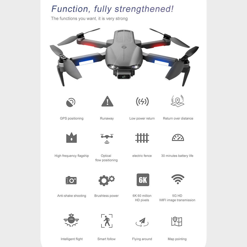 Plastic Camera Drone Foldable USB Charging WiFi 6K Brushless Motor Remote Control Aircraft Photographing Quadcopter