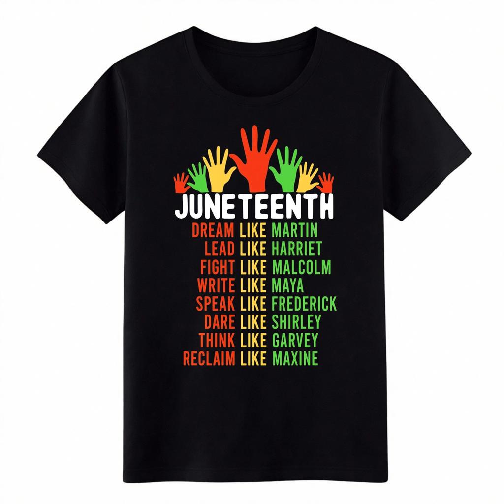 Унисекс футболка с принтом Juneteenth Streetwear Черные Лидеры Вдохновляющая футболка