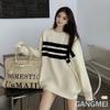 Gothic Sweaters Women Harajuku Punk Knitted Stripes Jumper Vintage Plus Size Loose Long Sleeve Pullover Tops Streetwear
