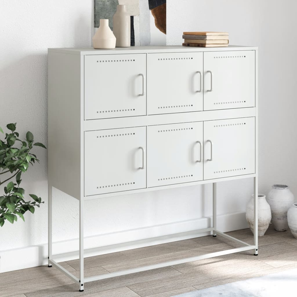 Sideboard White 100.5 x 39 x 107 cm Steel