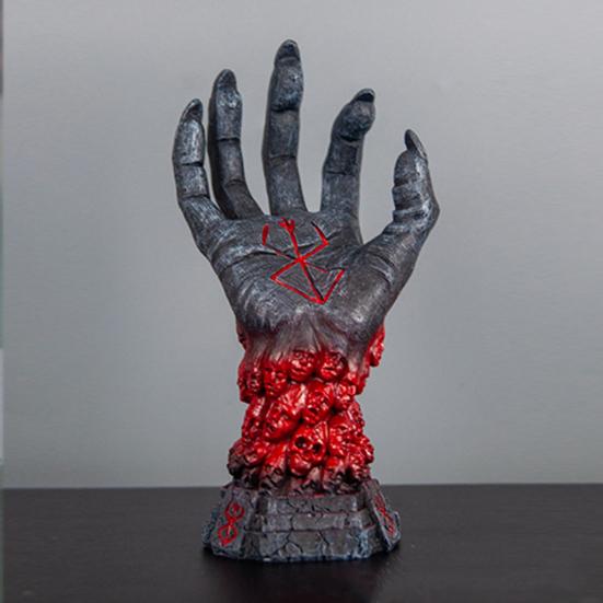 Berserk Resin Devil Hand Sculpture Heart Комплект ожерелий Реалистичный Череп Руна