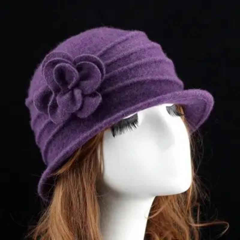 Flower New Section 100% Wool Hat Autumn Winter Middle-aged Female Soft Hat Women European Tide Dome Felted Mummy Thought Hat