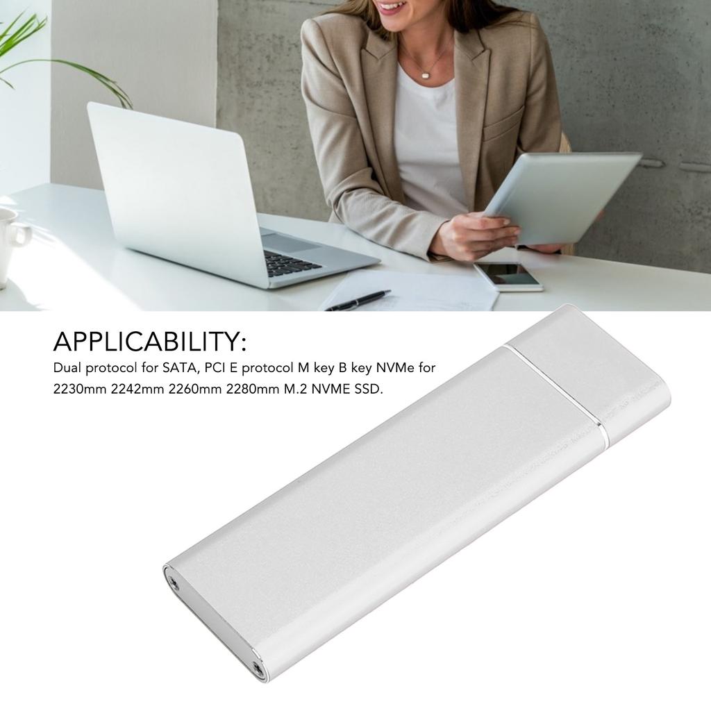 SSD Enclosure M.2 PCIE NVMe   Dual Protocol SSD Enclosure Type C High Speed Transfer Aluminum Alloy Mobile SSD Case (Not Inclube Hard Disk)
