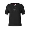 Athletics Tennis Series Casual Simple Round Neck Loose Short Sleeve T-Shirt Women Tops Deep-Black A11W523107F-BK