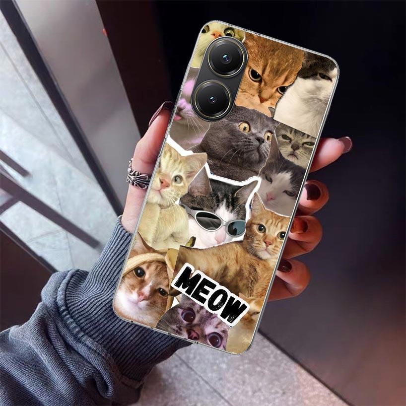 Crying Cat Memes Phone Case For Xiaomi Poco X7 X6 X5 Pro F7 Ultra Redmi 15C 15 13 13C 12 12C 10 10A 10C 9 9A 9C 9T Shell Poco X7