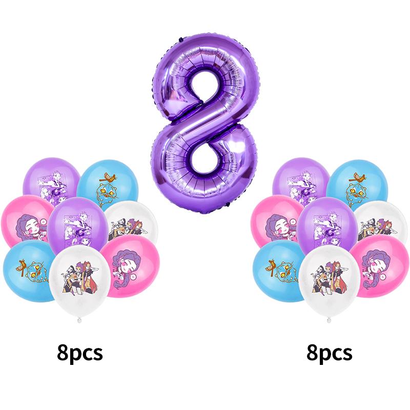K-pop Охотник на демонов Вечеринка Воздушные шары K-pop Huntrix Вечеринка Воздушный шар Фон K-pop Охотник Воин Принадлежности для вечеринки по случаю дня рождения