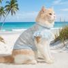 Thin Mesh Dog Cooling Vest Breathable Flying Sleeves Cat Sunscreen Vest Flower Print D-Ring Design Pet T-shirt Puppy Clothes