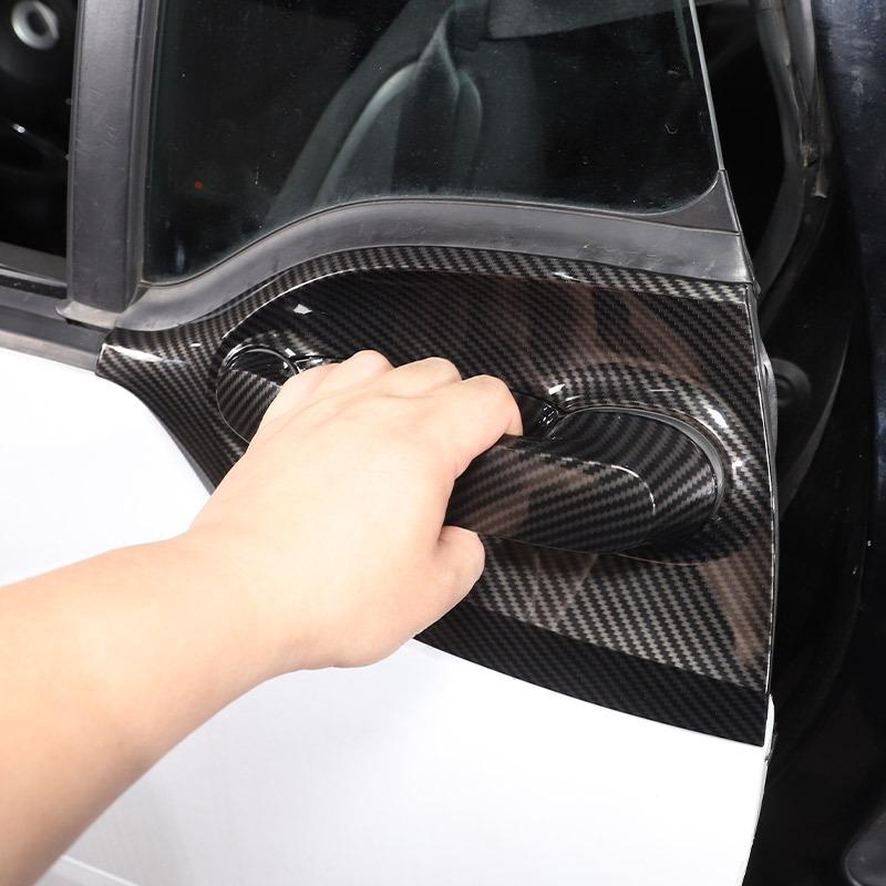 For Mercedes Smart Fortwo Forfour 453 2016-2021 Carbon fiber Car Accessories Exterior Door Handle+Door Bowl Cover Trim Frame