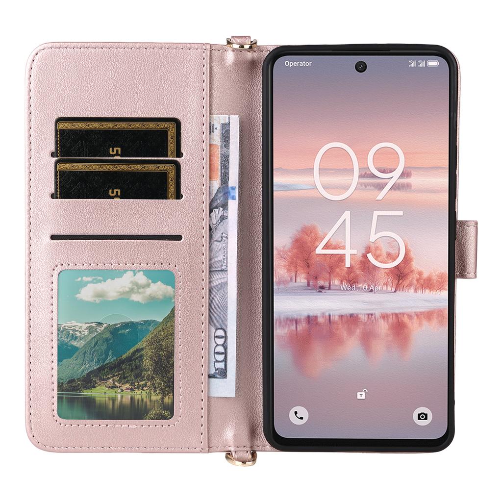For TCL 60 NxtPaper 4G Case with Shoulder/Wrist Strap Leather Phone Cover Stand Wallet