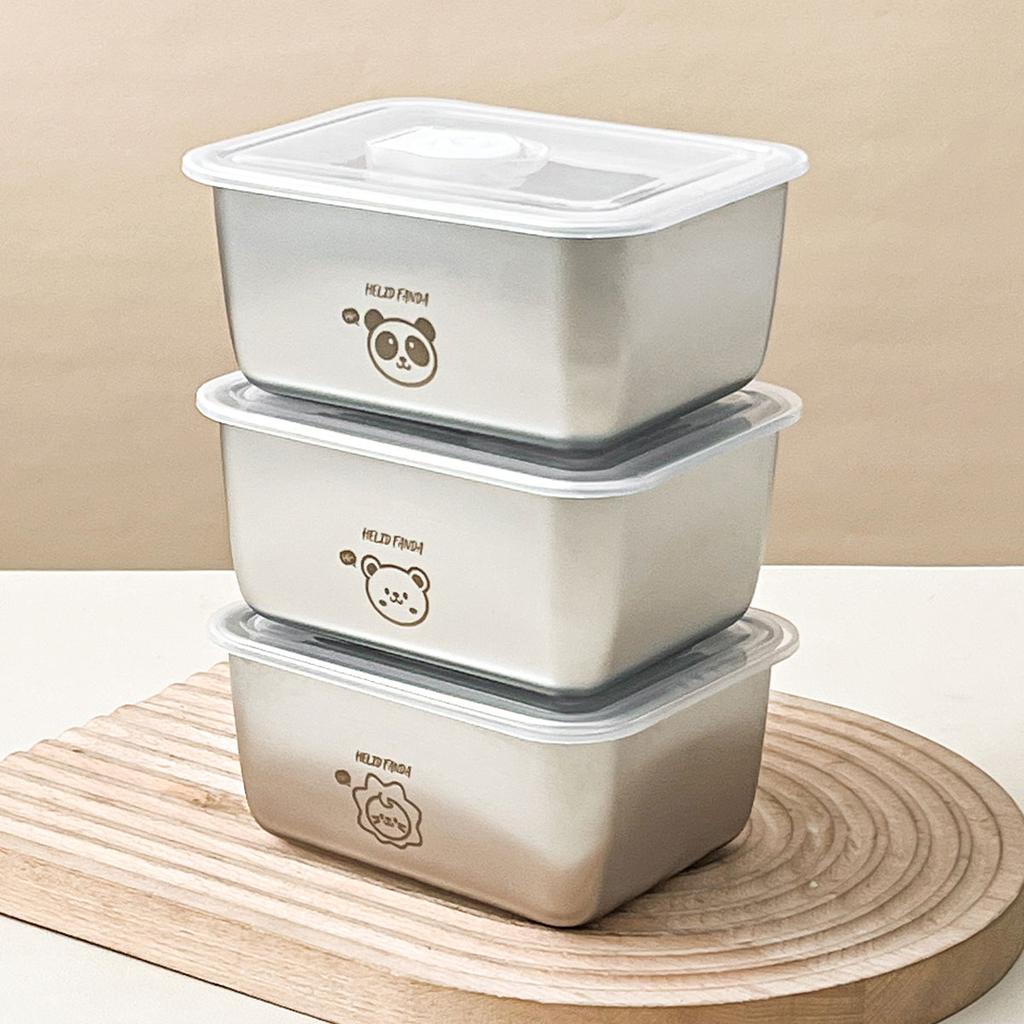 Милый контейнер для еды 304 нержавеющая сталь квадратный герметичный контейнер для сохранения свежести с крышкой штабелируемый криспер коробка для хранения продуктов