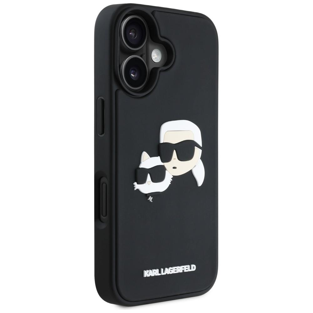 Karl Lagerfeld Hc 3D Rubber Double Heads Case For Iphone 16 Black