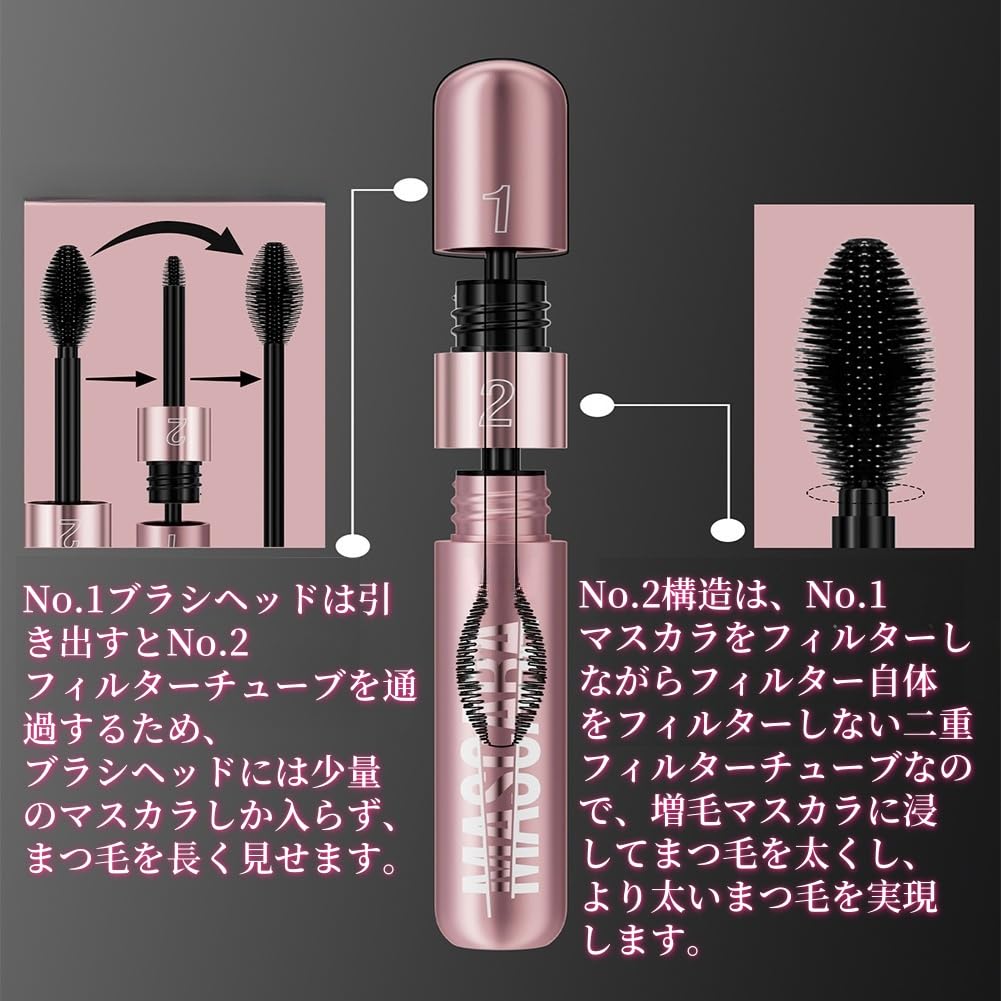 LiangNiShi 2 в 1 тушь для ресниц двойная водостойкая пленка удлиняющая объем прочная легкая пучковая рекомендуется для начинающих эффект, тип, и вверх, подкручивание,