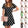 Women's Casual And Fashionable V-neck Short Sleeve Printing Mid Length Dress