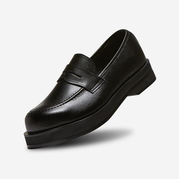 Custom Aid 4.5cm Cowhide Chunky Sole Square Toe Loafers Everett-CR0065