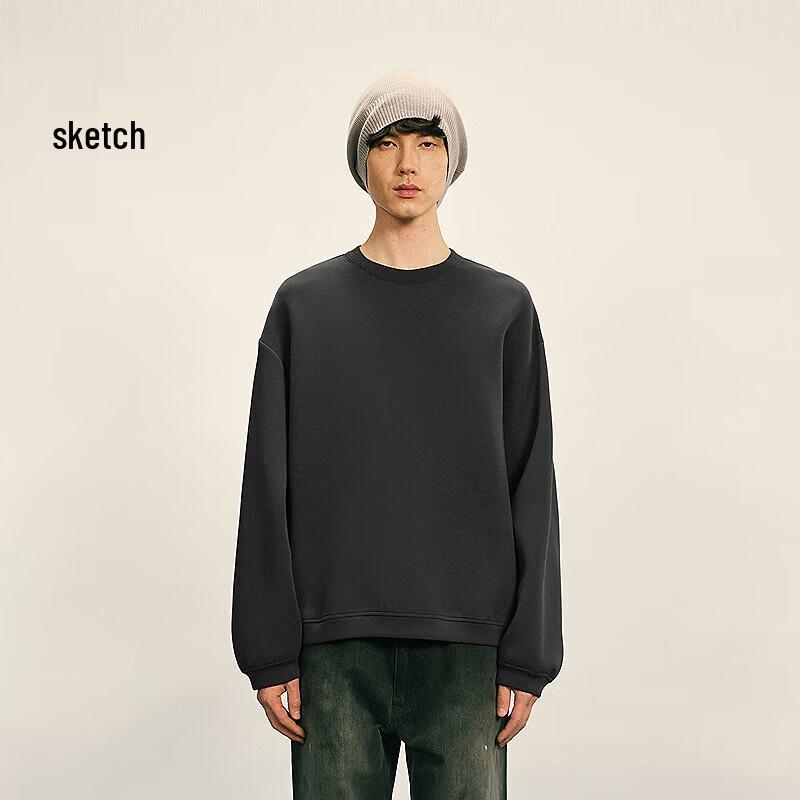 CROQUIS Men's Loose Fit Round Neck Pullover Sweatshirt