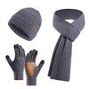 3Pcs/Set Ear Protection Women Hats Scarf Gloves Set Warm Touchscreen Gloves Knitted Hat  Outdoor