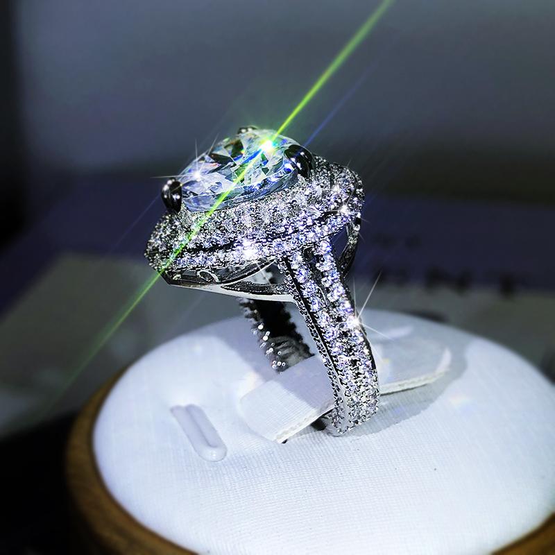 Серебряные романтичные женские кольца для свадьбы в форме сердца с крупным белым цирконом и австрийскими кристаллами для женщин, на День святого Валентина s