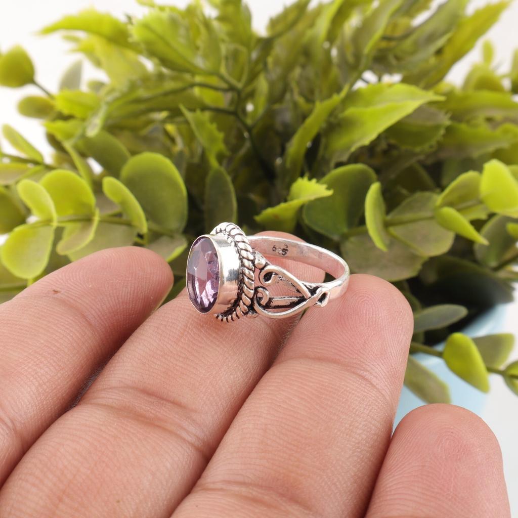 African Amethyst Gemstone 925 Sterling Silver Jewelry Handmade Partywear Ring RR-8-7