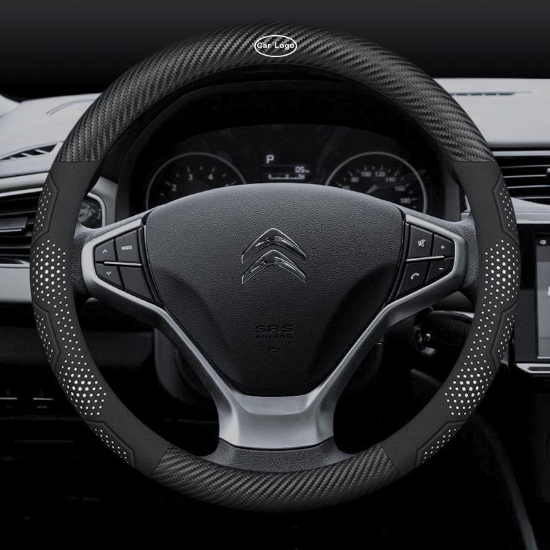 Для Citroen C1 C2 C3 C4 C5 C6 C7 C8 VTS Автомобильная дышащая и противоскользящая крышка рулевого колеса из замши, углеродного волокна и кожи