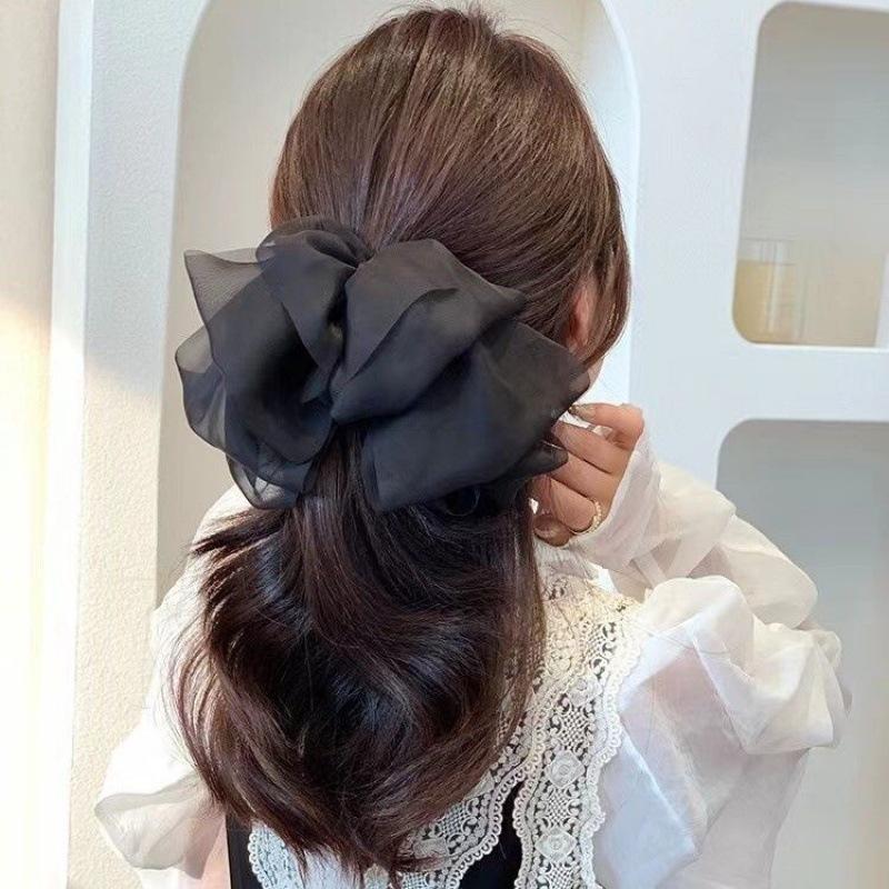Red Velvet Bows Hair Ribbons Scrunchies for Women Girls Long Elastic Hair Ties Headwears Female Kids Styling Tools