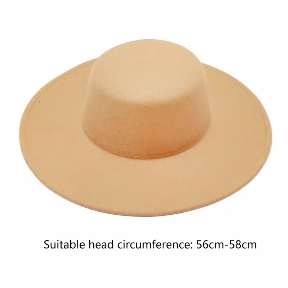 French Wide Brim Felt Hat Elegant Flat-top Cap New Women Flatcap  Women