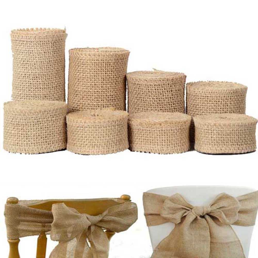 5Meters/Roll Material Party Crafts Bag Warrping Jute Burlap Ribbon Wedding Decorative Gift Packing