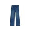 Blue Straight-Leg Jeans for Women, Summer Style, Plus Size, Suitable for Pear-Shaped Body, High-Waisted, Slimming, Stretchy, Cropped Wide-Leg Pants
