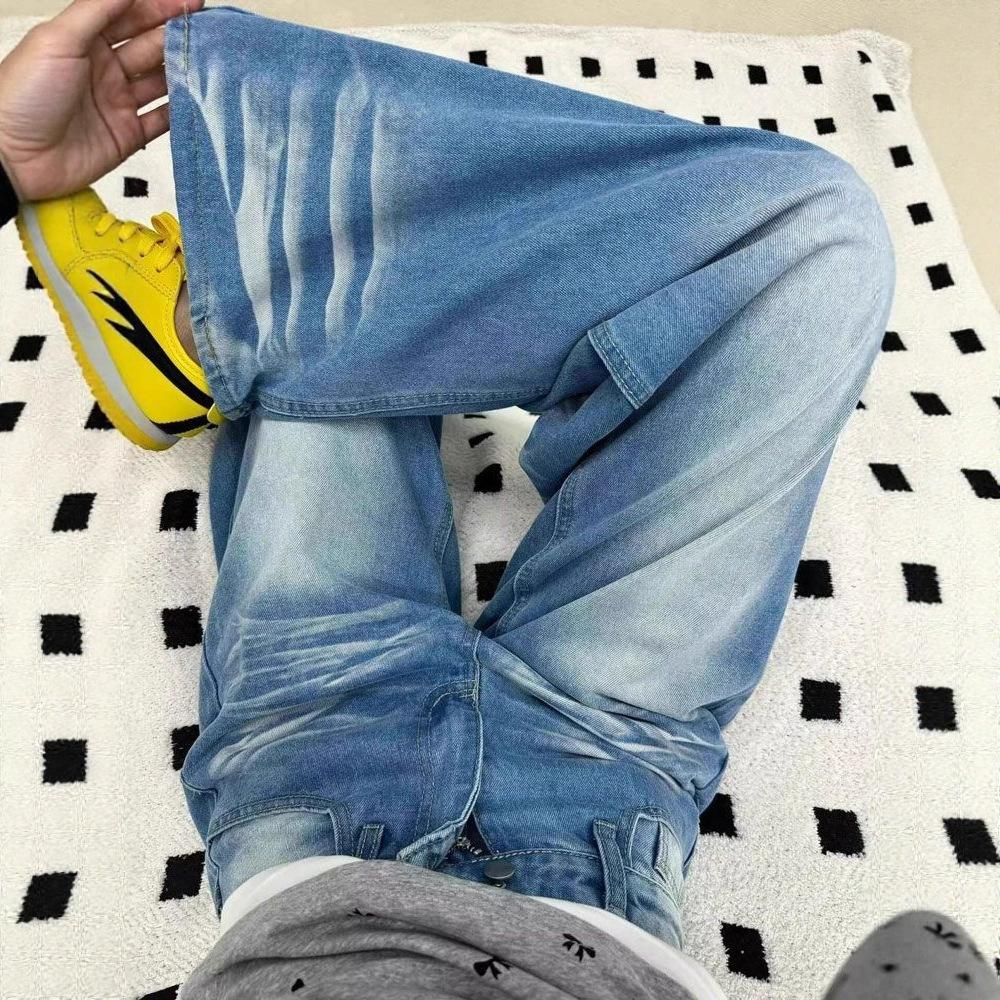 Женские джинсы с высокой посадкой и широкими штанинами, летние, большого размера, облегающие, свободные, драпирующиеся прямые брюки, ретро уличный стиль, мешковатые длинные джинсы для дам