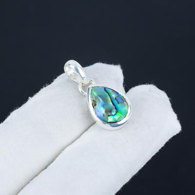 Серебряный кулон с натуральным камнем-ракушкой из стерлингового серебра 925 пробы — дизайн в виде груши, повседневная одежда, минималистичные украшения, подарок на день святого Валентина