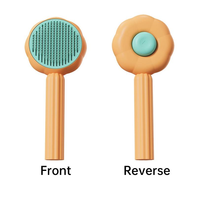 New Sunflower Pet Grooming Brush Self-cleaning, Curved Teeth, And Resin Protection For A Gentle, Spa-like Experience