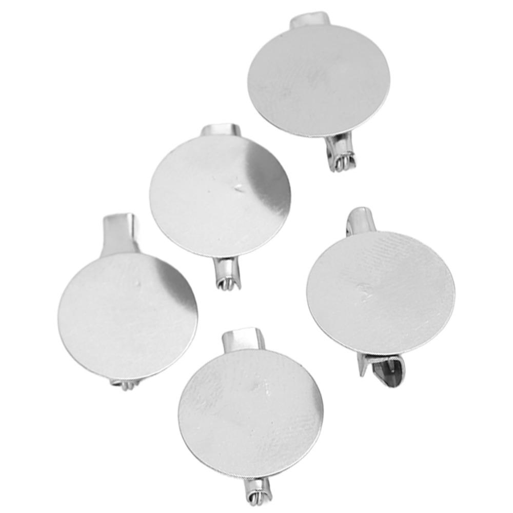 100pcs Metal Brooch Clasps Silver Brooch Blank Round Tray Brooch Clasp Clip Pins DIY Jewelry Craft