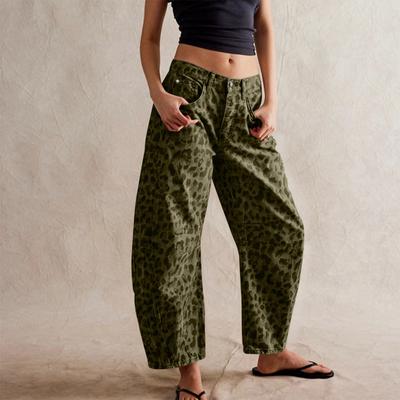 Женские прямые свободные джинсы с несколькими карманами, укороченные брюки, повседневные широкие брюки для женщин