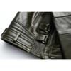 Chinese Size Unique Army Green Motorcycle Jacket Men Leather Jacket 100% Oil Wax Cowhide Motor Biker Jacket Male Leather Coat Winter M455