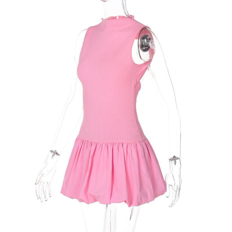 Женское шикарное летнее вязаное сексуальное мини-платье с открытой спиной и складками, женское повседневное тонкое платье без рукавов с воздушным шаром Mujer