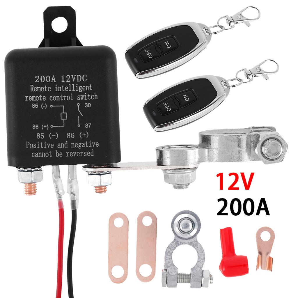 12V Battery Relay Switch Dual Remote Car Battery Disconnect Relay Anti-Theft Battery Shut Off Switch Isolator Battery Isolator