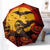 Halloween Spooky Night with Skulls and PumpkinsUmbrella with Cute Design, Portable 3-Fold Compact Umbrella for Men & Women, Valentine's Day Mother's D