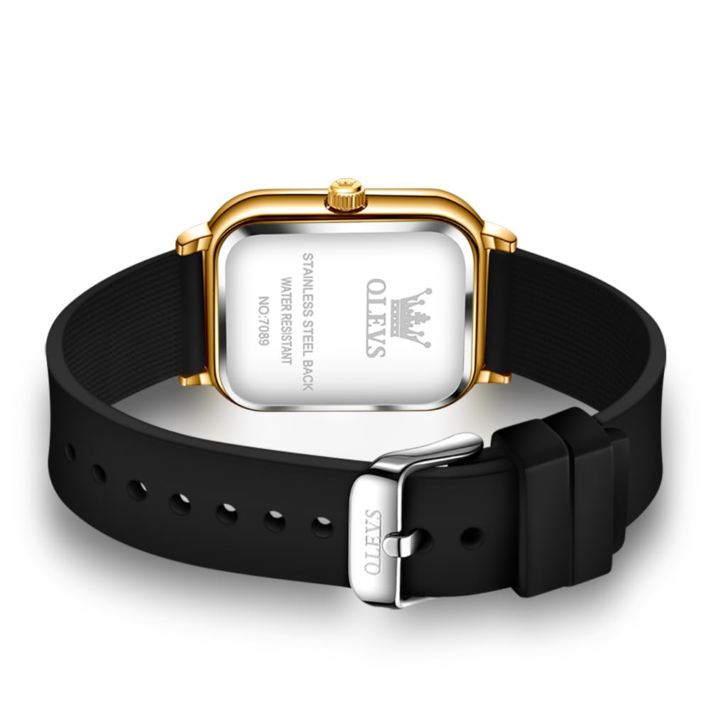 OLEVS Classic Quartz Women's Watch - Silicone Band Series, Gold-Black Color, Elegant Design, 30M Waterproof