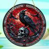 Crow Suncatcher 8"x8" - красочное искусство черепа для окон и стен, идеально подходит для любого сезона, декор крыльца и сада, идеальный подарок, украшения на Хэллоуин